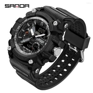 Armbanduhren Sanda Top Marke 3179 Digitale Herren Militäruhr 50 m Wasserdicht Dual Display Quarz Sport Für Männer Leuchtende Relogio Masculino