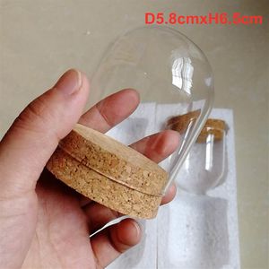 108 X Clear Mini Glass Display Dome Cover Cloche Bell Jar Terrari succulenti Legno Sughero Decorazioni per la tavola dell'ufficio DIY D5 8cmxH6 5cm271l