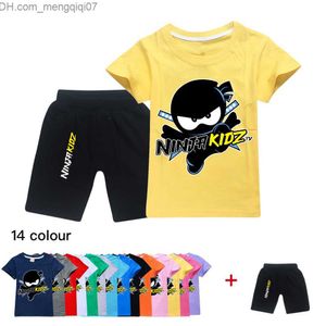 Giyim setleri ninja kidz çocuk giyim pamuk spor pist giyim çocuk sweatshirt tişört karikatür seti genç erkek ve kız giyim z230719