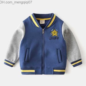 Coat 2023 Autumn Winter Children's Coat Embroidery Star Letter Zipper Baseball Uniform Patch Work Cotton Thick Children's Coat Z230719