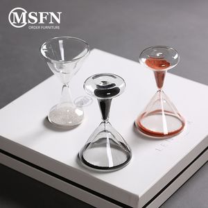 Dekorativa föremål Figurer Creative Glass Sand Clock Design Wine form Vacker timglas 1 minut timer Clessidra Desk Decor vardagsrum Ornament 230719