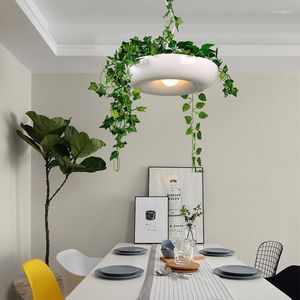 Nordic smidesjärn ljuskronor pendellampa med blomkruka design, LED -hallbelysning för justerbar inomhusheminredning - aluminiumfixtur i loft stil