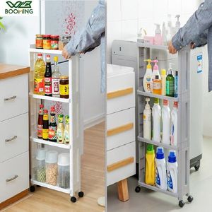 Kitchen Storage WBBOOMING Rack Fridge Side Shelf 3 And 4 Layer Removable With Wheels Bathroom Organizer Gap Holder