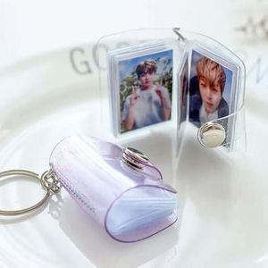 Keychains Lanyards DIY custom 1 inch 16 mini pos album key chain Po Collect Book Creative Card Holder With Keychain Card Bag Pocard Holder 230718