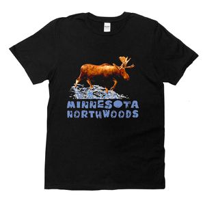 Kvinnor Tshirt Animal Moose Tryckt Tshirt Vit bomull Casual Wide tyg Topp Black Womens 230718