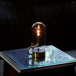 Lâmpadas de mesa retrô restaurante bar luz noturna designer usb recarregável vela chama gota de água lâmpada quarto vidro decoração