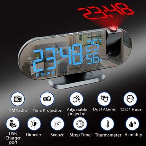 Multifunctional Alarm Clock with LED Projection, FM Radio, USB Charging, and Snooze Mode - Perfect for Bedroom or Office