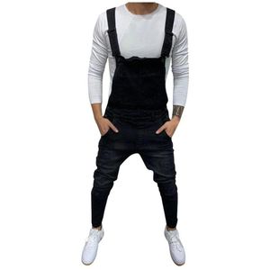 Męskie dżinsy rozerwane Jumpsuits Hi Street w trudnej sytuacji dżinsowe dżinsowe kombinezony dla mężczyzn Suspendent Pants Rozmiar S-3XL 2021276H