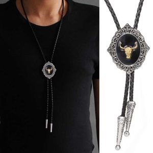 Bolo Ties Bolo Tie for Men Western Cowboy Style Necktie와 함께 합금 말 머리 버클 장식 DXAA HKD230719