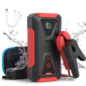 Carro portátil Jump Starter 2000A Peak 28000mAh Bateria para veículo Ferramentas de partida Fonte de alimentação móvel externa de emergência multifuncional com bússola e martelo de segurança