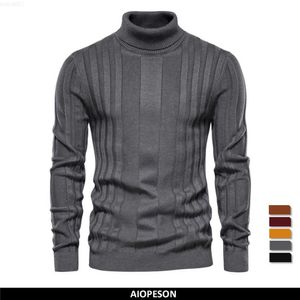 Erkek Sweaters Aiopeson İnce Fit Altaklar Buzut Baskı Baskı Temel Düz Renk Sıcak Çizgili Sökümlü Erkek Yeni Kış Moda Sweaters Erkek L230719