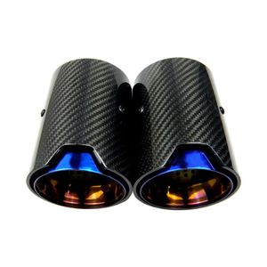 Embout de silencieux de tuyau d'échappement en acier inoxydable brûlé bleu en fibre de carbone véritable pour BMW M Performance M2 F87 M3 F80 M4 F82 F83 M5 F10 M6 F12243C