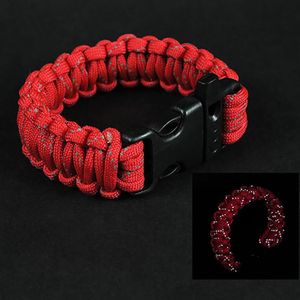 Camping Vandring Emergency Paracord för män Kvinnor Survival Parachute Rope Buckle Kit Reflective Armband Bangle349a