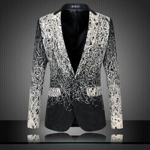 Hela män Floral Blazers Designs Trendy Suits Club Vintage Slim Fit Flower Print Blazers Fancy Prom Dress Suits Terno Mascul246i