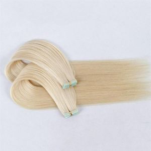 Färg 1 60 Mänskliga hårförlängningar Invisible Tape Remy Hair 100g 40pieces Double Sides Adhesive302Z