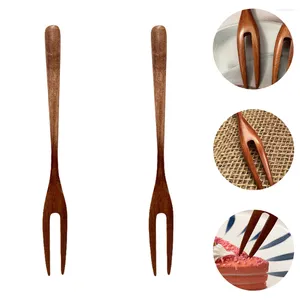 Dinnerware Sets 2 Pcs Kids Fork Double Prong Cake Forks Mini Tasting Two-tine Fruit Olive Lotus Tree Sandwiches Child