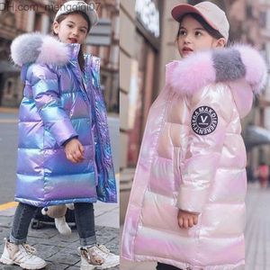 Coat Winter Boys and Girls' Jacket ages 3-14 Long Hooded Fur Collar Colorful Children's Jacket Z230720