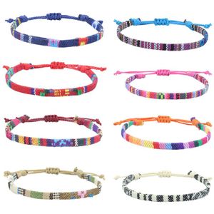 Bohemia Embroidery Woven Anklets Surfer Beach Anklet Set for Women Men Adjustable Rope Braided Anklets Handmade Festival Jewelry