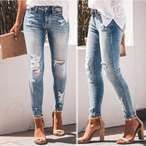 Jeans da donna Streetwear Casual Denim Skinny Strappato Pantaloni strappati Pantaloni con fori Abiti vintage anni '90