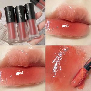 Lip Gloss 1PC Jelly Glaze Transparent Mirror Water Lipstick Peach Red Moisturising Lipsticks Waterproof Non-stick Cup Korean