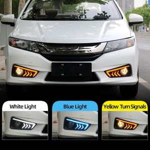 2PCS Car led DRL daytime running light For Honda city Grace 2015 2016 Turn signal fog lamp cover Fog light Wiring Harness Switch2581