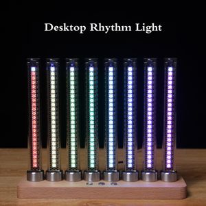 Objetos decorativos Estatuetas RGB Desk Rhythm Lamp Audio Music Spectrum Light Decoration Home Quasi Glow Tube Sound Pickup Atmosphere LED Retro 230718