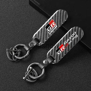 Bilnyckel Anpassad kolfiberbilsnyckelhållare för Toyota GR Sport Gazoo Racing CHR Rav4 Mirai Keychain Accessories Zinc Eloy Keyrings X0718