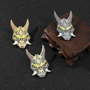 Brooches Pins Game Genshin Impact Xiao Brooch Cosplay Anime Costume Props Mask Luminous Metal Pin Badge Fans GiftPins