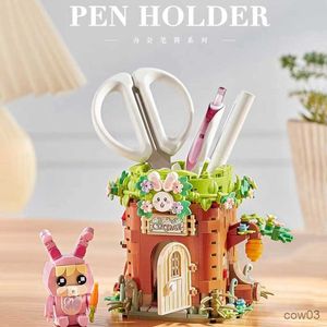 Blöcke NEUE 2023 Mini Stift Halter Idee Set Baustein Kreative Wald Kaninchen Party Ornament Figur Ziegel Urlaub Spielzeug Kinder geschenke R230720