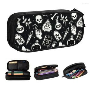 Cosmetic Bags Witchy Essence Cute Pencil Case Boys Gilrs Large Storage Halloween Spooky Witch Skull Pouch Students Stationery