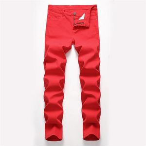 Jeans da uomo alla moda Pantaloni jeans denim dritti slim fit Pantaloni skinny casual Pantaloni streetwear da uomo giallo rosso1303R