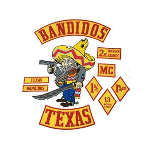 10pcs Set BANDIDOS TEXAS MC Patch Embroidered Iron-On Full Back Size Jacket Vest Motorcycle Biker Patch 1% Patch Shi266o