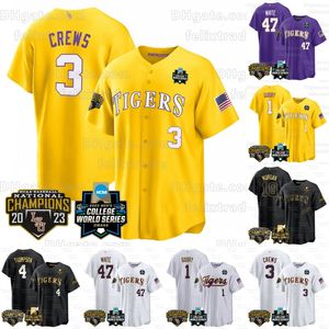 LSU Tigers 2023 World Series Championship-Trikot Dylan Crews Brayden Jobert Tre Morgan Alex Bregman White Jake Fraley Gavin Dugas Kevin Gausman Collier Cranford