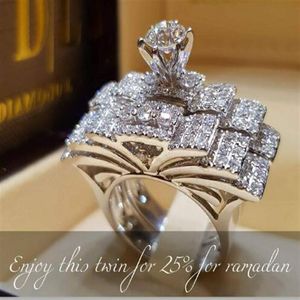 Ringar hela ailend accepterar anpassade smycken kristallring set europeisk och amerikansk inlagd strass modepar ring kvinnlig pa289n