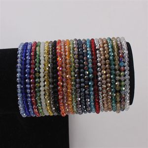 4mm Briolette Crystal Faceted Rondelle Beads Bracelets Strand Elastic Beaded Bracelet Stretchable Bangle Jewelry321V