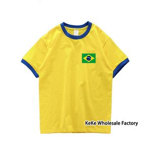 T-Shirts Masculinas KeKe Brand TShirts Men Summer Selection Manga Curta T-Shirt Brasil Algodão Top Tees Seleção Brasileira de Futebol Amarelo Vestuário Masculino 230718