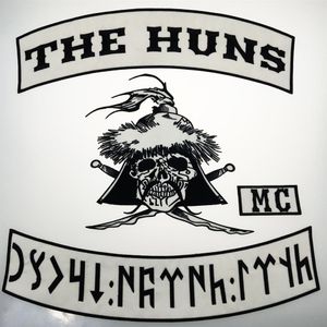 NUOVO ARRIVO The HUNS Patch MC ricamata per giubbotto da motociclista GIACCA in pelle Vest Patch Distintivo di grandi dimensioni 224D