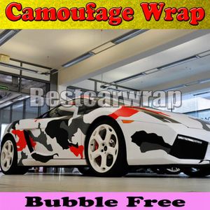 Rosso bianco Nero artico Camo Vinile Car Wrap Film con Air Rlease Gloss Matt Snow Camouflage Pixel Car Sticker 1 52x30m Roll5x100213p