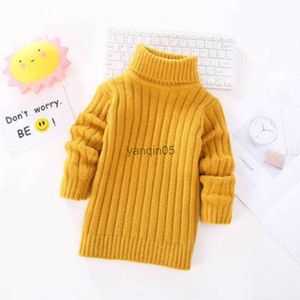 Pullover 2022 Autumn Kids Sweaters Solid Girls Sweater Brief Boys Pullover Turtleneck Boys Knitwear Winter Baby Girl Clothes HKD230719