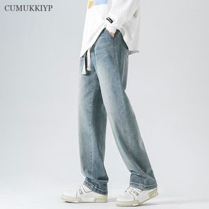 Jeans da uomo CUMUKKIYP Y2k Baggy Summer Vintage Pantaloni con coulisse Streetwear Moda coreana Casual Stright Denim Pans