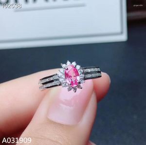 Klusterringar kjjeaxcmy boutique smycken 925 sterling silver inlagd naturlig rosa safir ädelsten ring stöddetektering utsökta