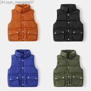 Casaco de penas para bebês, roupas de inverno, meninos, casual, quente, regata, infantil, roupas de outono, sólido, grosso, corda, Bebe, Z230720