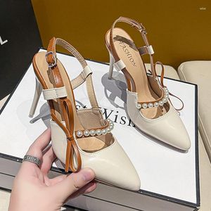 Dress Shoes Ladies 2023 Summer Women's Pumps Sexy Pointed Toe High Heel Sandals Fashion Slingback Elegant Wedding Bride