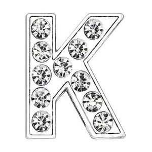 50st Lot 8mm K Full Rhinestones Silver Slide Letter Diy Charms Passar för 8mm läderarmband Telefonremsor SL0006211L