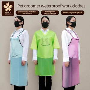 Small Animal Supplies Pet grooming women's overalls hair proof waterproof cat and dog bathing shearing apron 230719