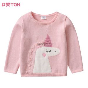 Pullover DXTON 2023 Spring Girls Knitted Sweaters Children Clothing Knitwear Girl Tops Toddler Knitting Pink Pullover 3 To 8 Year HKD230719