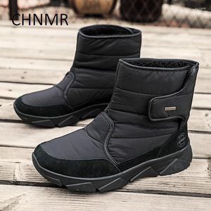 Stiefel CHNMR Herren Schnee Baumwolle Wandern Trend Runde Zehen Gummi Große Größe Designer mit samtigen Slip-on Out Door Verkauf von Produkten