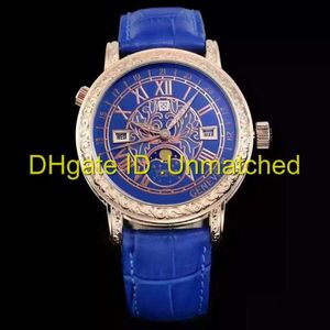 Luxury Watch Rzeźbiony obudowa Dwie strefa czasowa Księżycowa faza kwarcowa męskie zegarki Duplex 5004R 5146R-001 5216R-001 Skórzany pasek akumulator WRIS306A