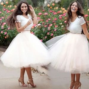 Homecoming Dress White Two Pieces Prom Dresses A Line Party Formal Graduation Gowns Cocktail Te Längd Afrikansk klänning