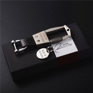 Qoong personalizado letras masculinas metal couro chaveiro destacável chaveiro de carro fivela ferradura chaveiro cintura pendurado porta-chaves y65